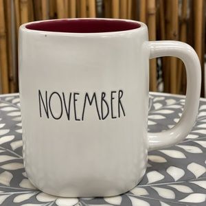 Rae Dunn NOVEMBER mug *Maroon inside* ceramic
